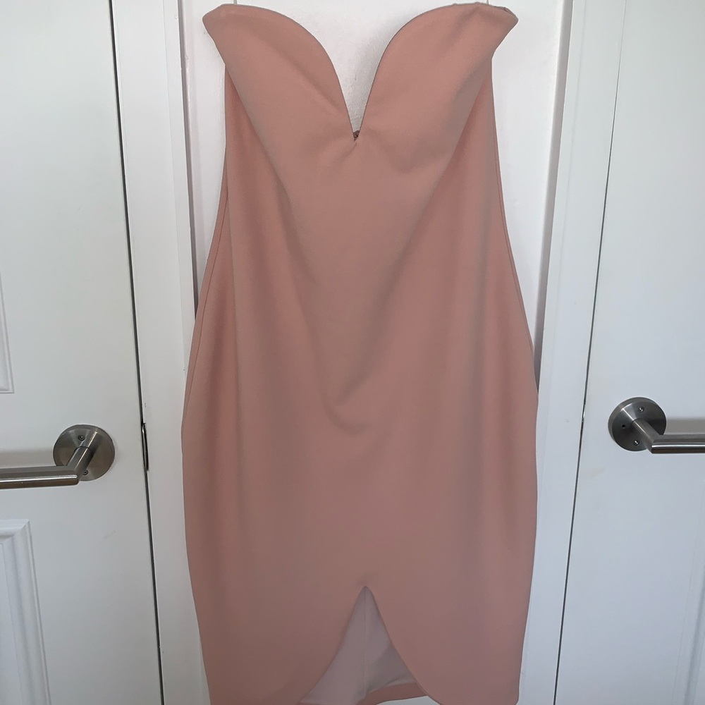 Strapless Blush Pink Nookie Midi Dress